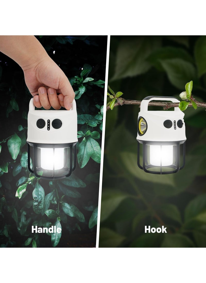 Camping Lantern with Flashlight Rechargeable, Power Bank, IPX4 Waterproof, Portable USB-C Cable LED Camping Tent Light for Power Outage, Spotlight, Camping, Hiking, Hurricane, Emergency