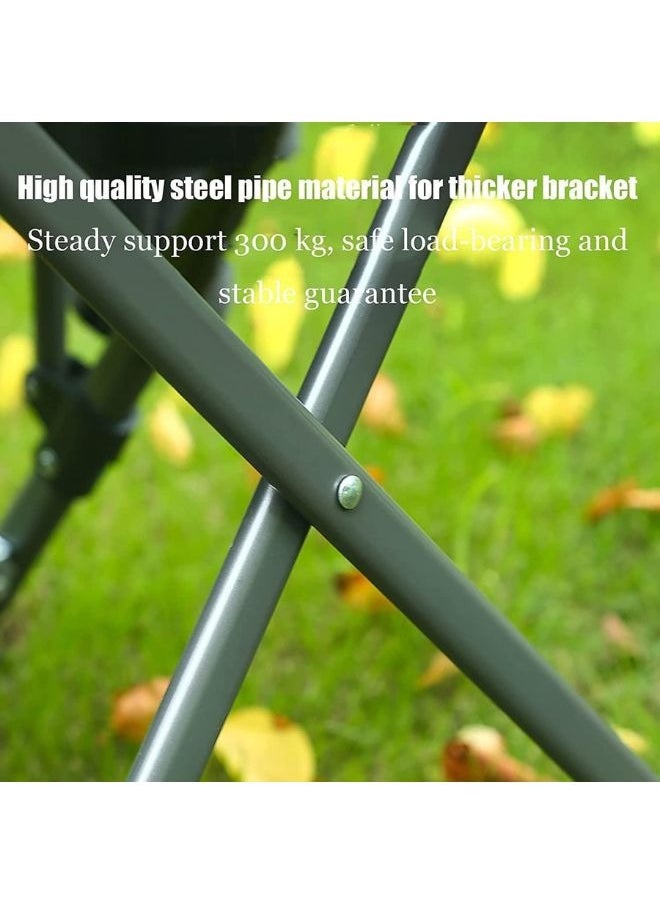 Portable Camping Outdoor Indoor Chair Lightweight Folding Camping Chair Heavy Duty Support 145KG High Back Padded Lawn Chair with Arm Rest Cup Holder and Portable Carrying Bag Oxford Fabric Iron Frame Fishing Chair
