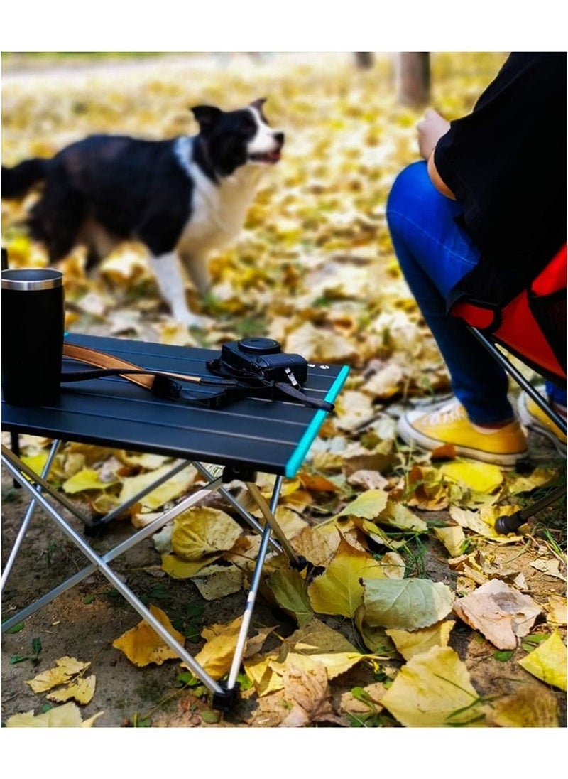 Folding Camping Table with Ultralight Aluminum Tabletop, Camping Side Table Portable Beach Table Outdoor Folding Table for Camping, Picnics, and BBQs (Large, Black)