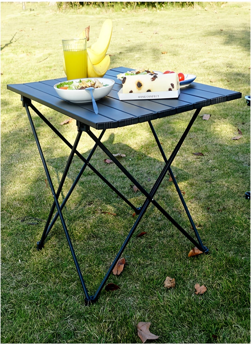 Folding Camping Table with Ultralight Aluminum Tabletop, Camping Side Table Portable Beach Table Outdoor Folding Table for Camping, Picnics, and BBQs (Large, Black)