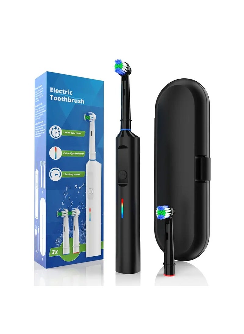 Adult Rotating Electric Toothbrush Alyson, with 2 Brush Heads and Portable Box, TYPE-C Direct Charging,, 3 Adjustable Strength Modes, 3D Medium Soft Hair Small Round Head Brush Head, Effectively Clean Teeth/Gums, Deep Cleaning Electric Toothbrush, 2 Minutes Smart Timer, Male and Female Couple Models/Business Gifts