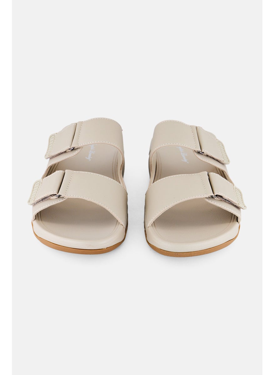 Men 2 Strap Slip On Arabic Sandals, Beige
