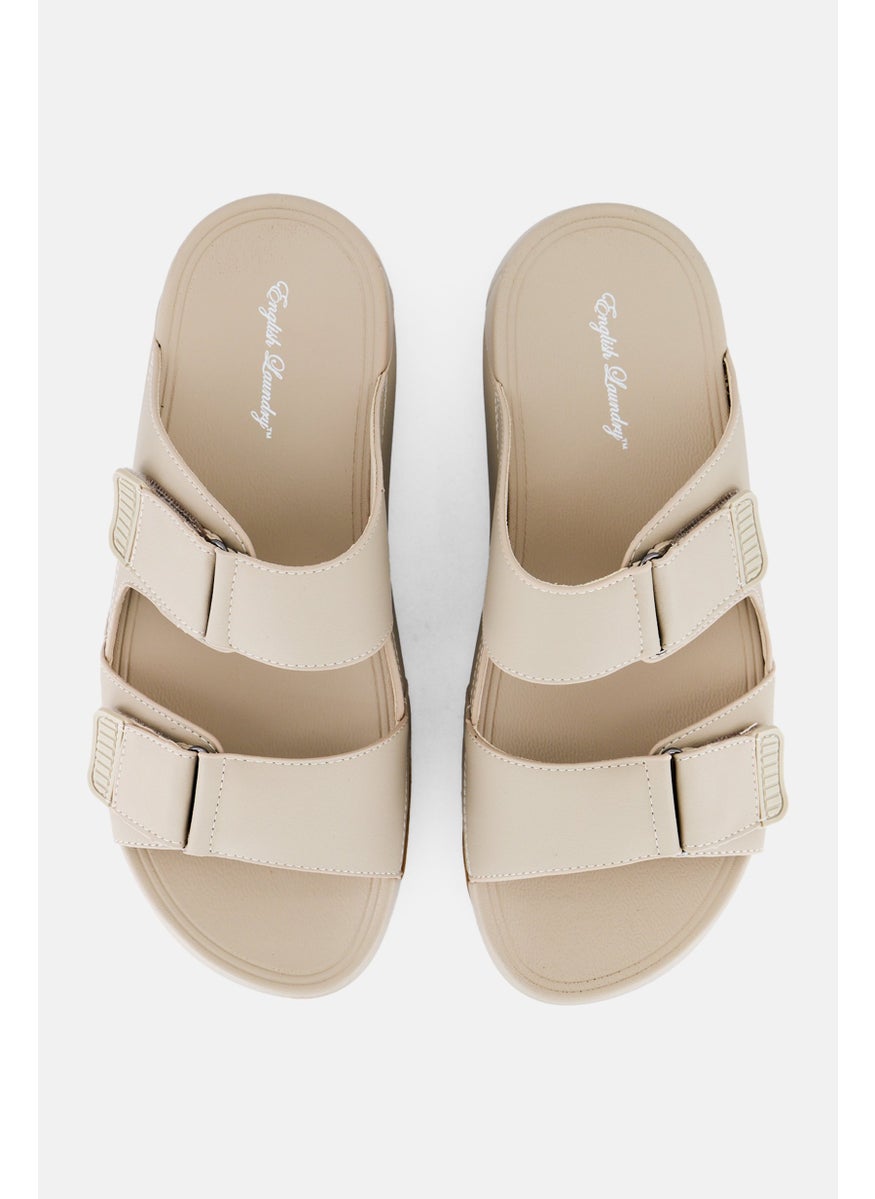 Men 2 Strap Slip On Arabic Sandals, Beige
