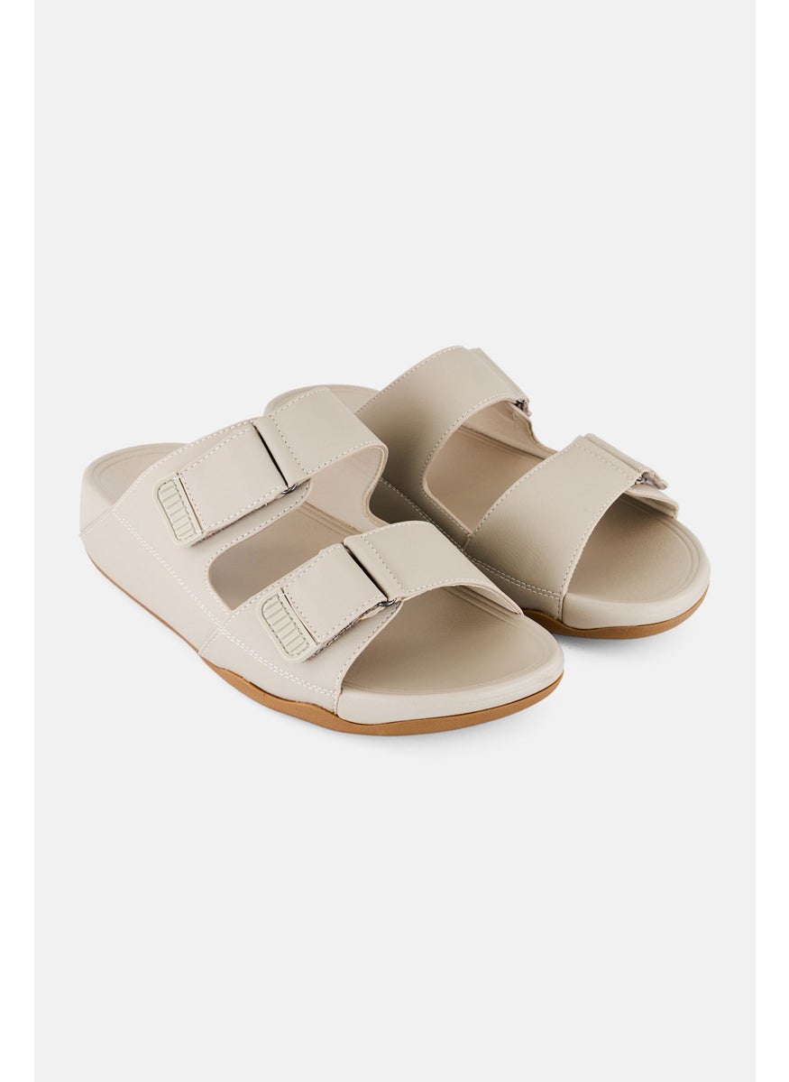 Men 2 Strap Slip On Arabic Sandals, Beige