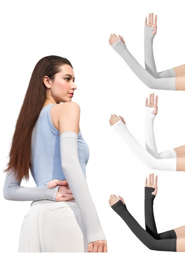 3 Pairs Cooling Arm Sleeves, UV Sun Protection Cooling Arm Cover for Women Men, Arm Protection for Basketball, Golf, Cycling, Running, Driving