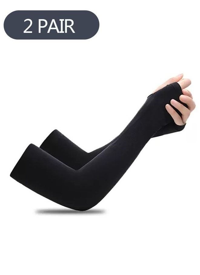 2-Pair Sun Protection Cooling Arm Sleeves for Men &Women,Compression Sleeves for Football Golf & Volleyball