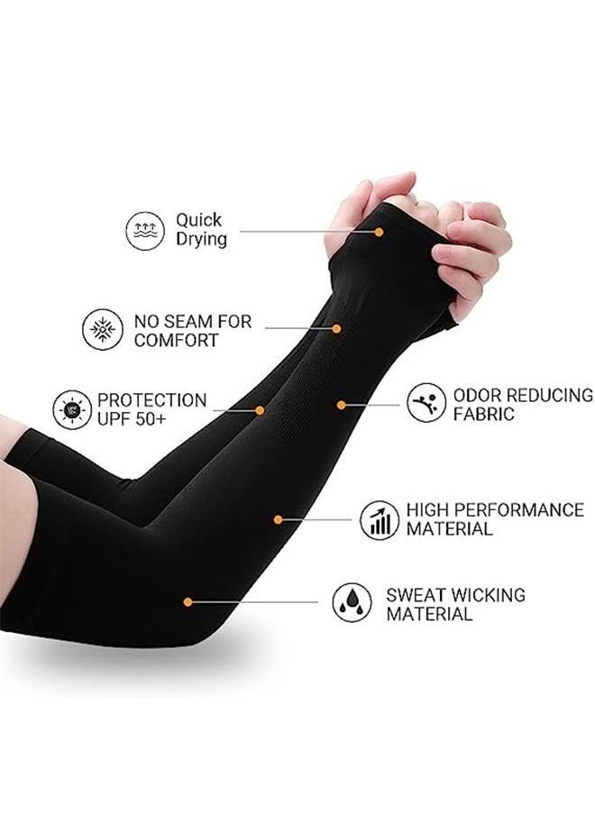2-Pair Sun Protection Cooling Arm Sleeves for Men &Women,Compression Sleeves for Football Golf & Volleyball