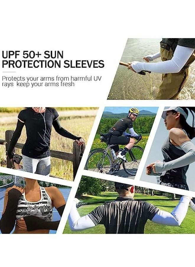 2-Pair Sun Protection Cooling Arm Sleeves for Men &Women,Compression Sleeves for Football Golf & Volleyball