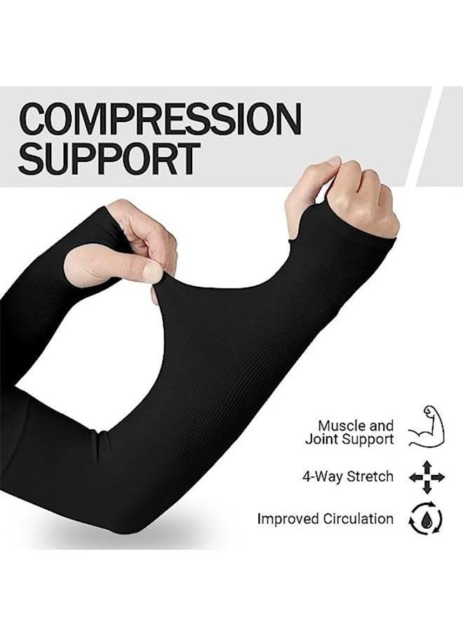 2-Pair Sun Protection Cooling Arm Sleeves for Men &Women,Compression Sleeves for Football Golf & Volleyball