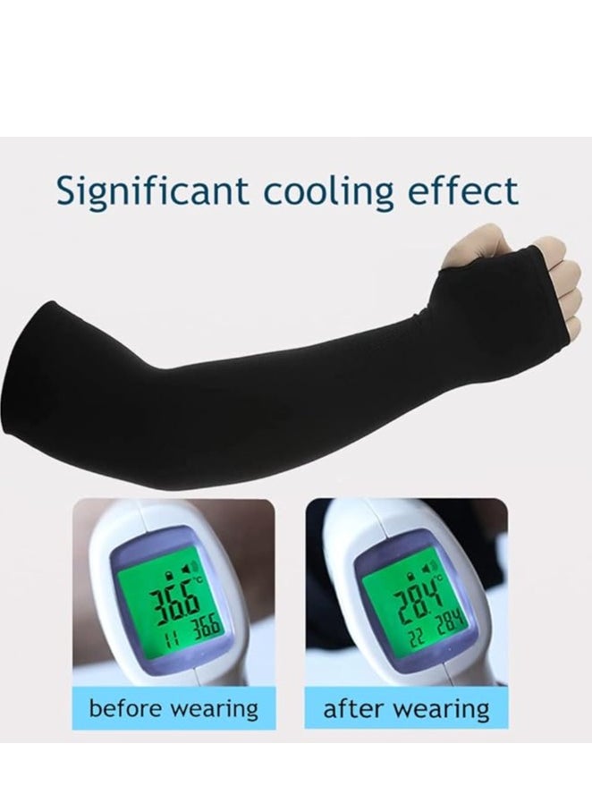 2-Pair Sun Protection Cooling Arm Sleeves for Men &Women,Compression Sleeves for Football Golf & Volleyball