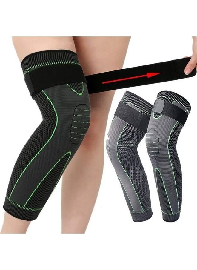 Adjustable Leg Guards Wraps, Knee Braces Sleeves Leg Compression Sleeves for Working Out and Injury Prevention, Protection Shin Guards for Basketball Football Running Trainning L