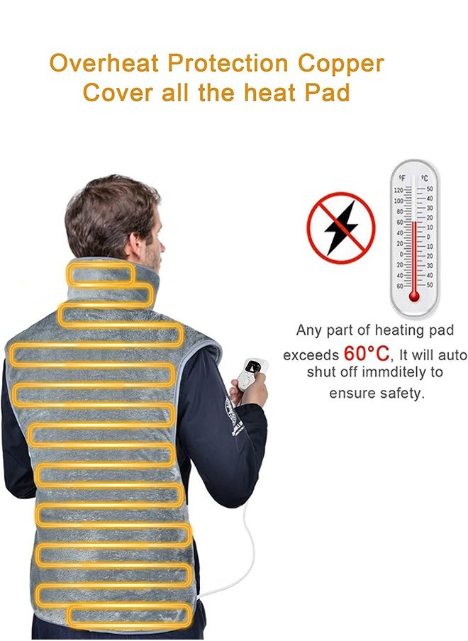 Heating Pad for Neck and Shoulders 100x60cm Large Heat Wrap for Back 6 Temperature Settings with Auto-Off Time