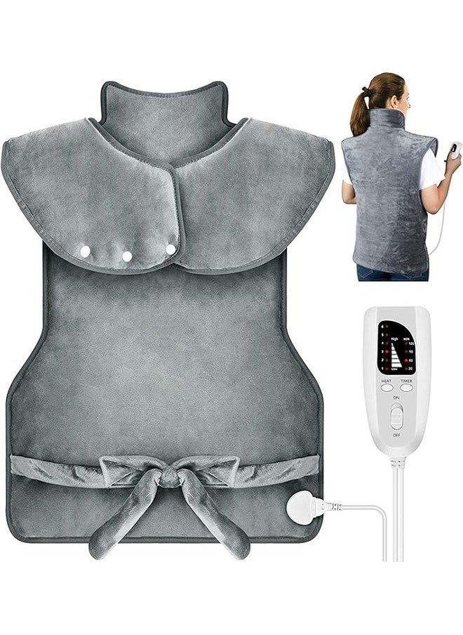 Heating Pad for Neck and Shoulders 100x60cm Large Heat Wrap for Back 6 Temperature Settings with Auto-Off Time