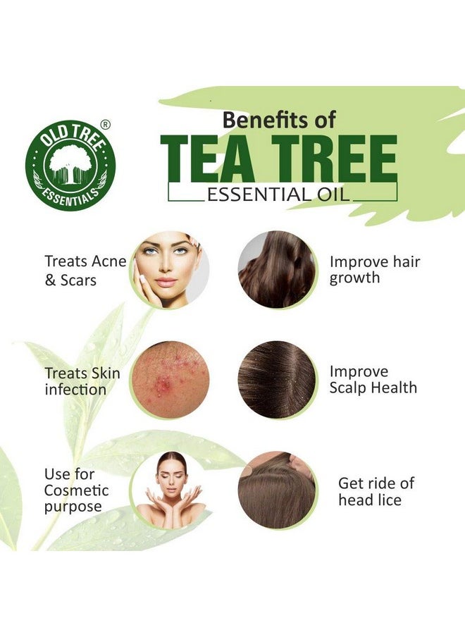 Pure & Natural Tea Tree Essential Oil (15Ml) - For Skin, Diffusers, Hair, Body, Acne, Nail Care - Undiluted Essential Oil With Dropper For Aroma Therapy And Stress Relief