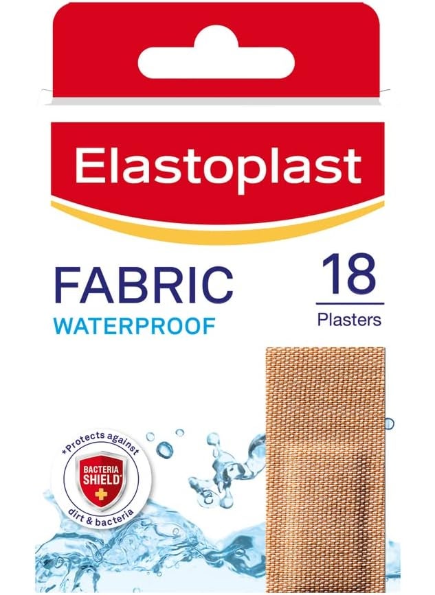 Elastoplast 18s Waterproof Fabric Plaster Strips (Pack of 10 = Total 180), Large Pack of Fabric Plasters, Breathable Plasters, Plasters Waterproof