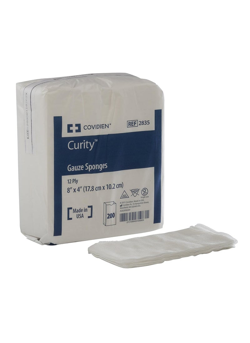 Covidien 2835 Curity Gauze Sponge, Non-Sterile, 12-ply, 4