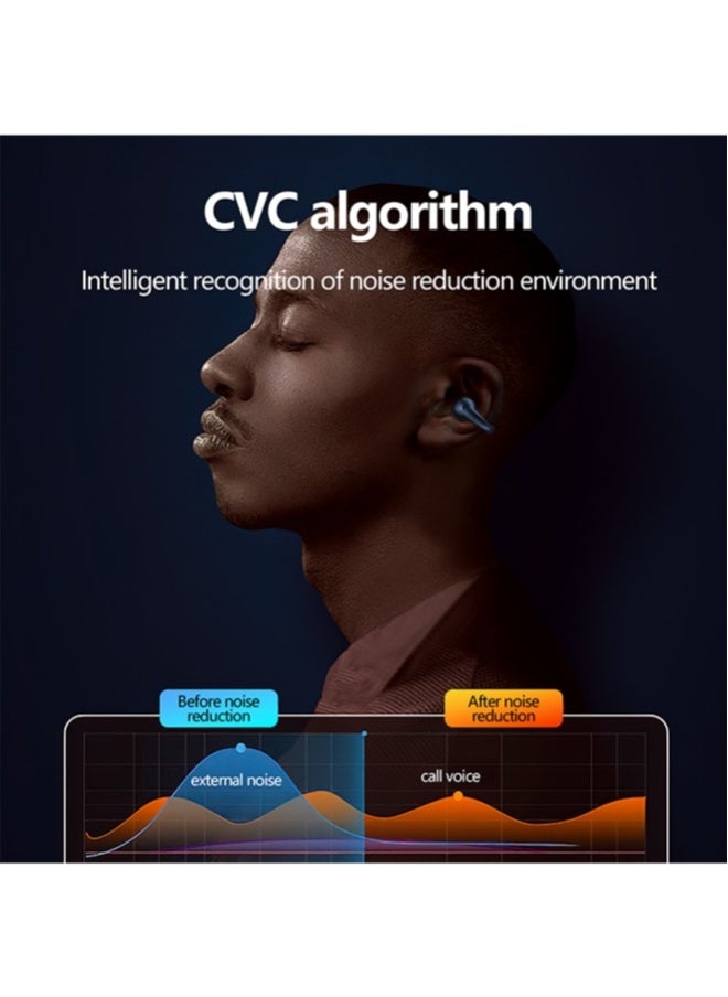Bluetooth Headset Gaming Sports Noise Cancelling Bone Conduction Clip-On Wireless Earbuds Khaki