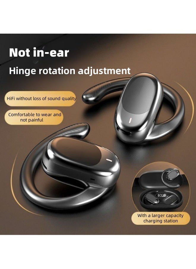 Open-ear Bluetooth headset, high sound quality, no pain when wearing for a long time, noise reduction Bluetooth wireless headset can rotate 130° (black)