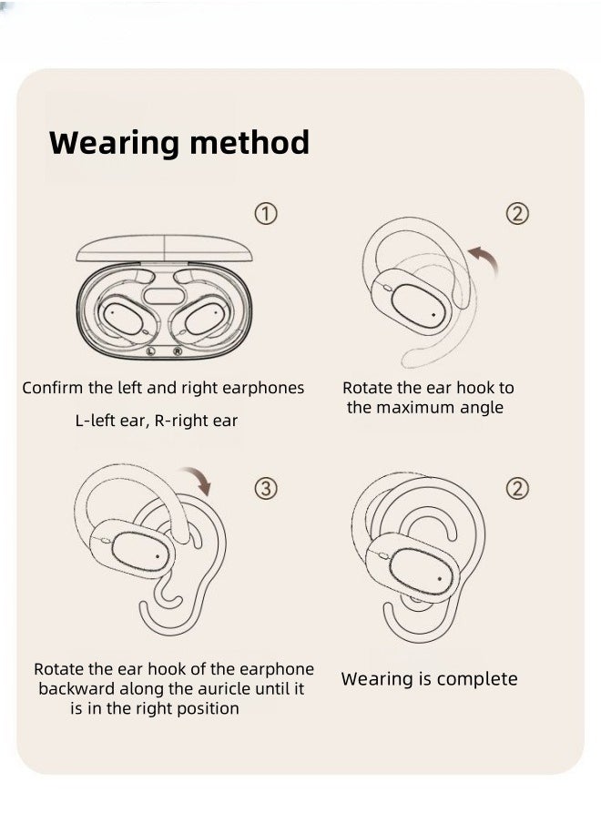 Open-ear Bluetooth headset, high sound quality, no pain when wearing for a long time, noise reduction Bluetooth wireless headset can rotate 130° (black)
