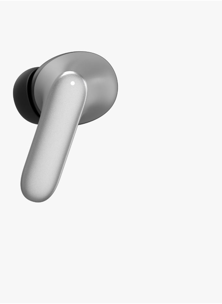 Florence TWS True Wireless ENC Earbuds with Low Latency and Touch Control / Gaming Mode / Voice Assistant / Quad-Mic / Type-C Charging / Seamless Sound and Zero Lag / Up to 6 Hours Working Time - Silver