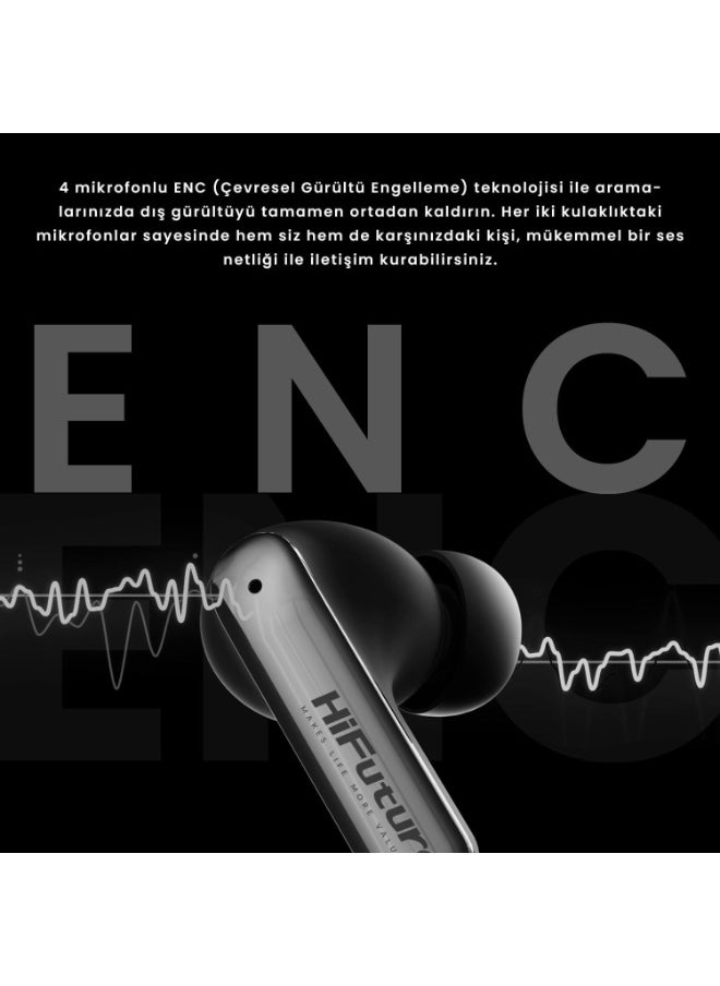 SonicAIR Wireless Earbuds with 4-MIC Noise Reduction, 35 Hours Playtime, Comfort-Fit Design, Bluetooth 5.3, Deep Bass, Touch Controls, IPX5 Water Resistant, Type-C Fast Charging