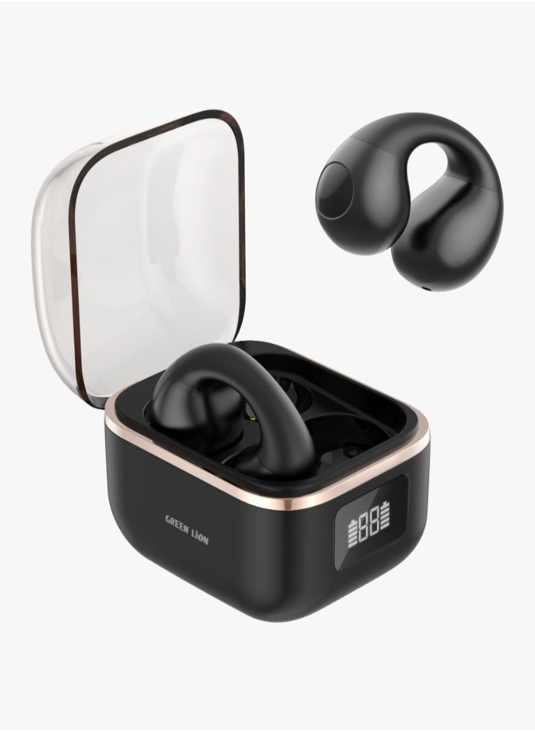 Aurix Clip on Earbuds / Truewireless Headphones / Dual-Mic Calls / Sweat Proof for Working Out & Gym / Non Slip Design/ Perfect for Long Hours Use / Ergonomic Durable True Wireless Earbuds - Black