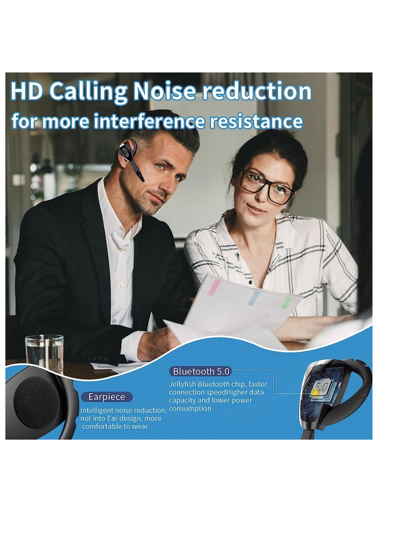 Bluetooth Headset Wireless, Hanging Ear Bluetooth Earphone with Microphone, Standby Time 160 Hours, for Business Office Driving, Supports iPhone Android PS3 Headphones + Charging Case  Style 5