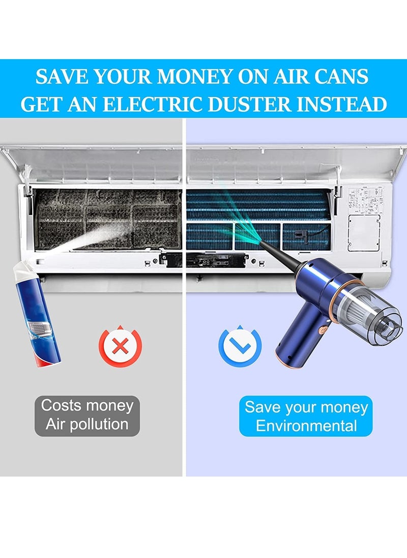 Air Duster Compressed Electric Air Duster Cleaner for PC Rechargeable 6000mAH Cordless Air Cleaner Blower for Laptop Keyboard Electronics Home Cleaning Alternative to Canned Air Duster
