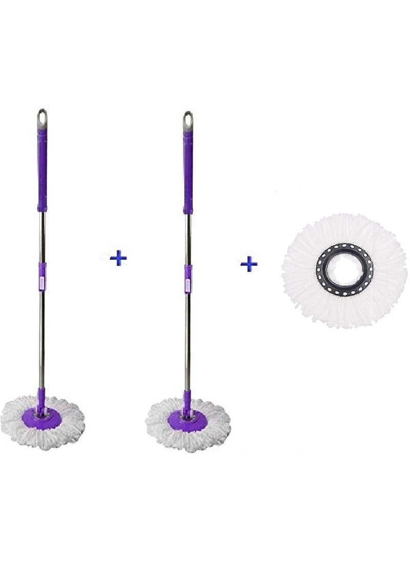 JSN Home Cleaner Refill Magic 360 Degree Rotating Mop Head Mop Stick Combo with 1 Extra Refill Medium