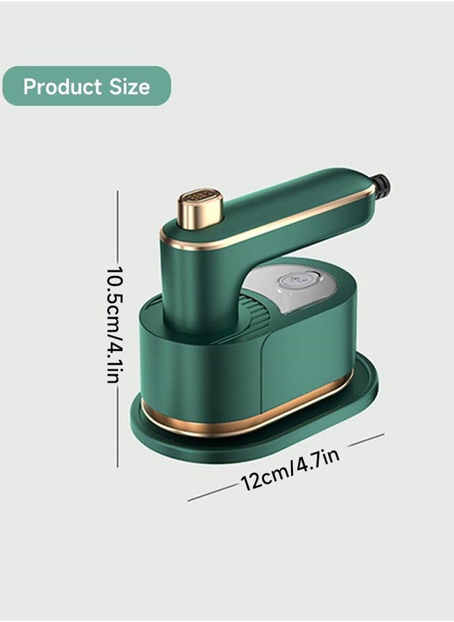 Travel Iron Steam Portable Handheld Steam Iron with 180° Rotatable, Ceramic Nonstick Soleplate, 30s Fast Heating, Mini Steam Iron for Home, Holiday, Travel (Green)