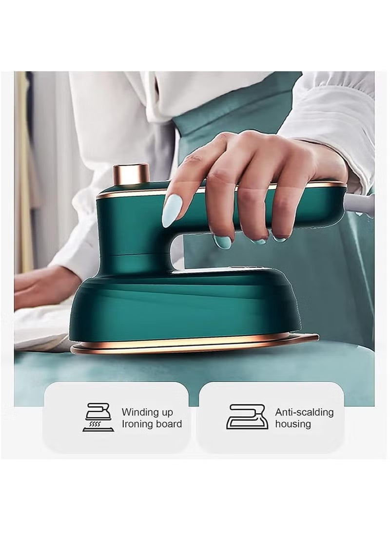 Travel Iron Steam Portable Handheld Steam Iron with 180° Rotatable, Ceramic Nonstick Soleplate, 30s Fast Heating, Mini Steam Iron for Home, Holiday, Travel (Green)