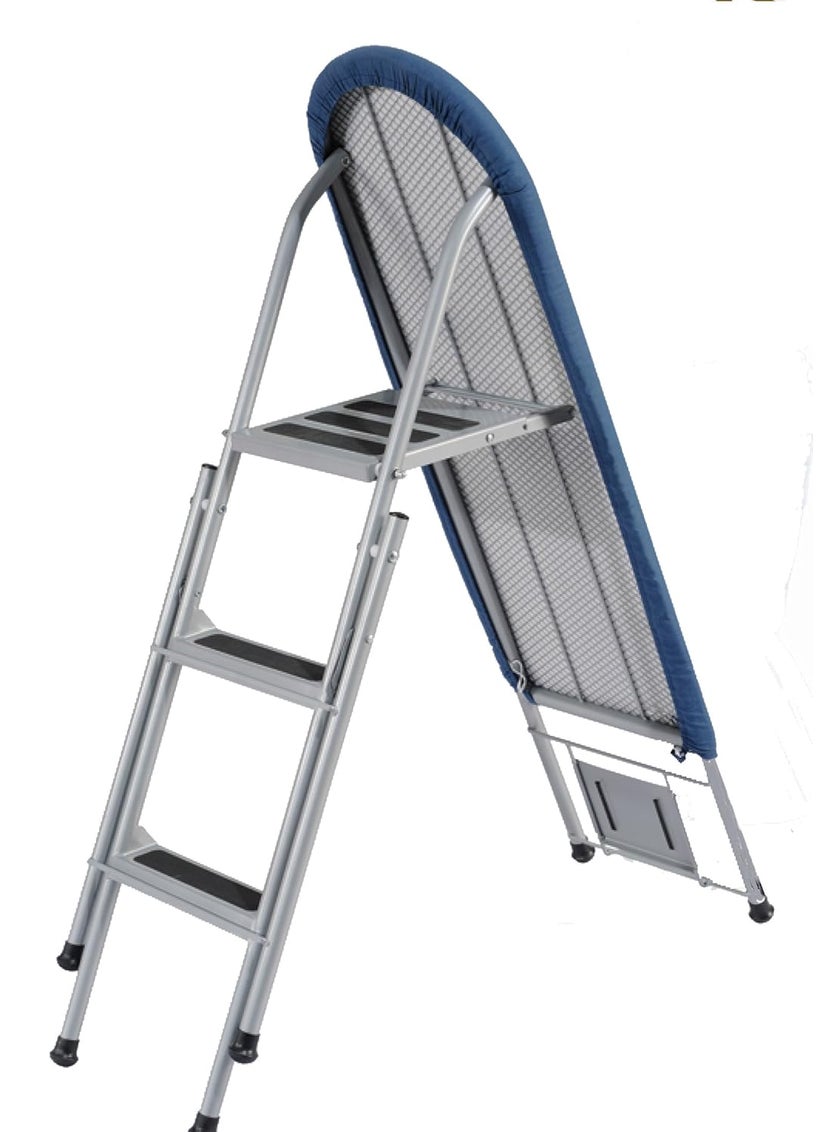ATHENACREATIONS MultiPurpose 2in1 Ironing Board with Ladder Convertible Iron Table for Ironing Clothes MultiUse Three Step Ladder Fully Foldable