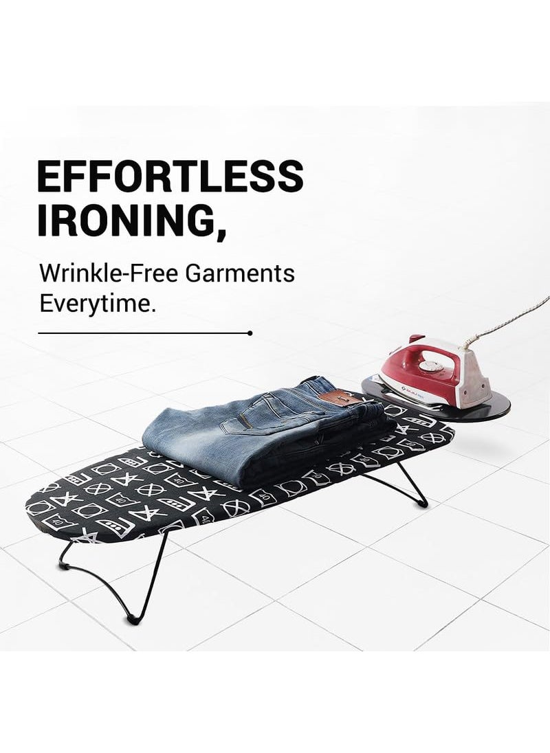 Peng Essentials Zurich Tabletop Ironing Board with Iron Rest Black 73x34 cm Surface Wall Mountable Iron Rest with Silicon Pad HeatResistant SpaceSaving Iron Table for Ironing Clothes