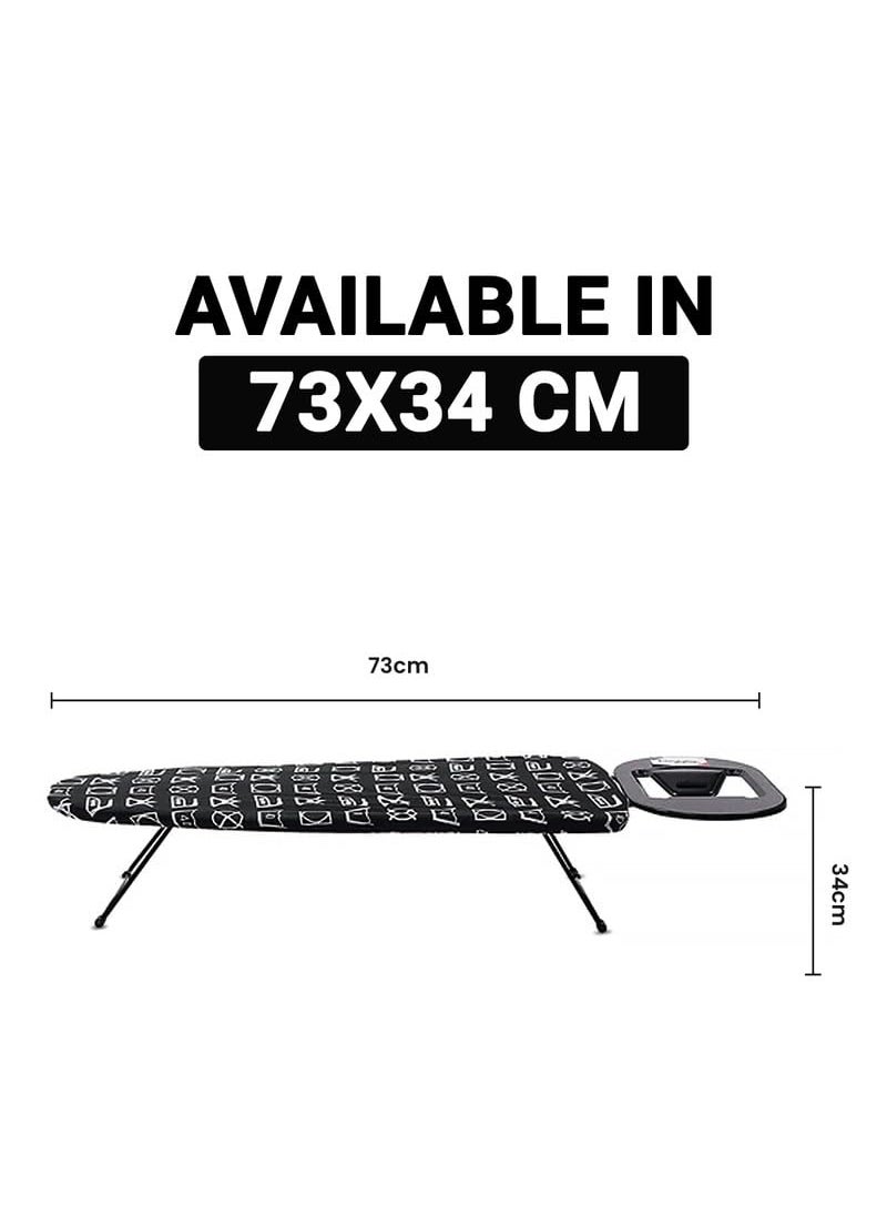 Peng Essentials Zurich Tabletop Ironing Board with Iron Rest Black 73x34 cm Surface Wall Mountable Iron Rest with Silicon Pad HeatResistant SpaceSaving Iron Table for Ironing Clothes