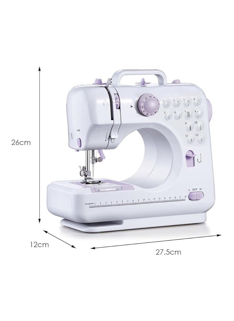 Household Sewing Machine – 12 Stitches Mini Multifunction Electric Sewing Machine with Double Speed, Double Thread, Foot Pedal, and Accessories