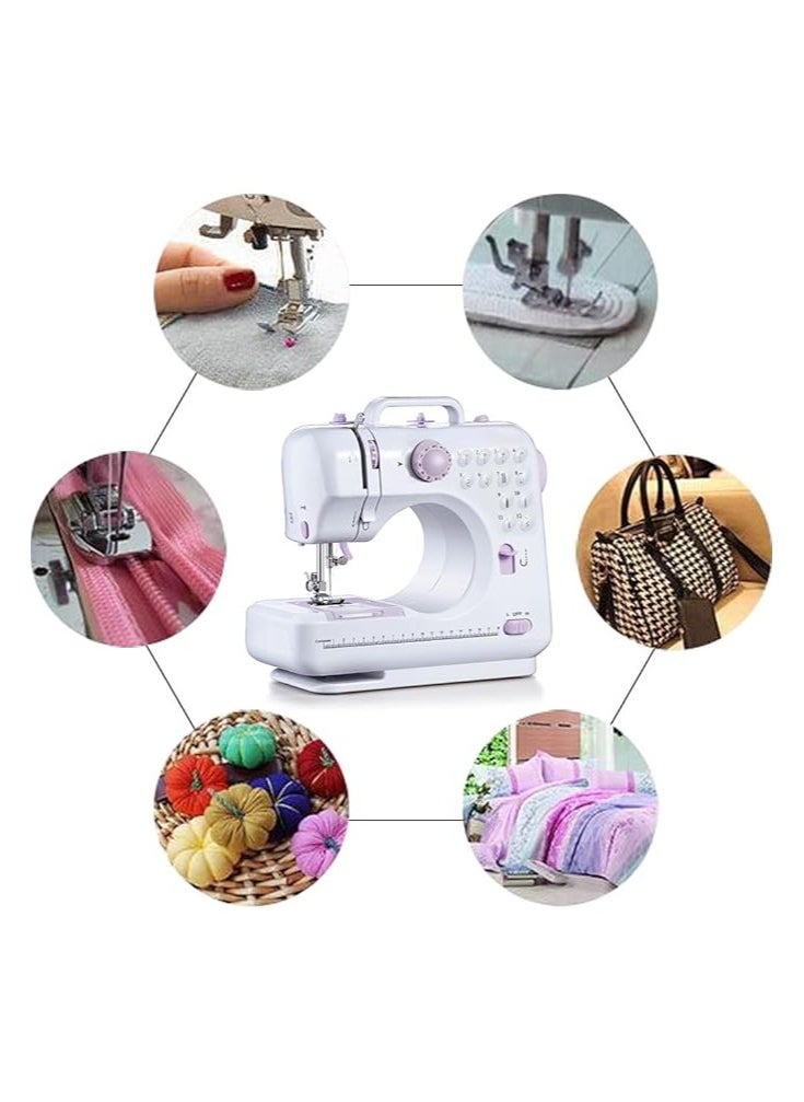 Household Sewing Machine – 12 Stitches Mini Multifunction Electric Sewing Machine with Double Speed, Double Thread, Foot Pedal, and Accessories