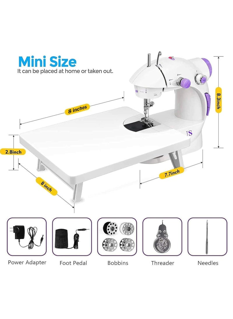 CHILLAXPLUS mini sewing machine stitching machine for home portable sewing machine electric sewing machine with table setWhite