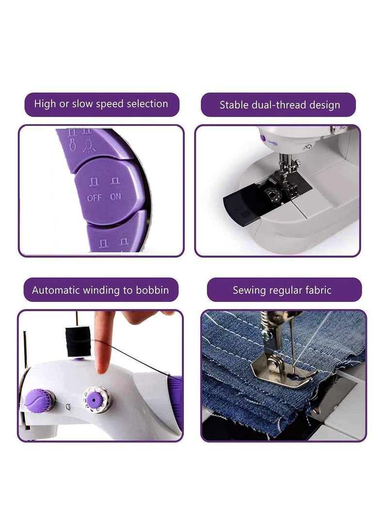 CHILLAXPLUS mini sewing machine stitching machine for home portable sewing machine electric sewing machine with table setWhite