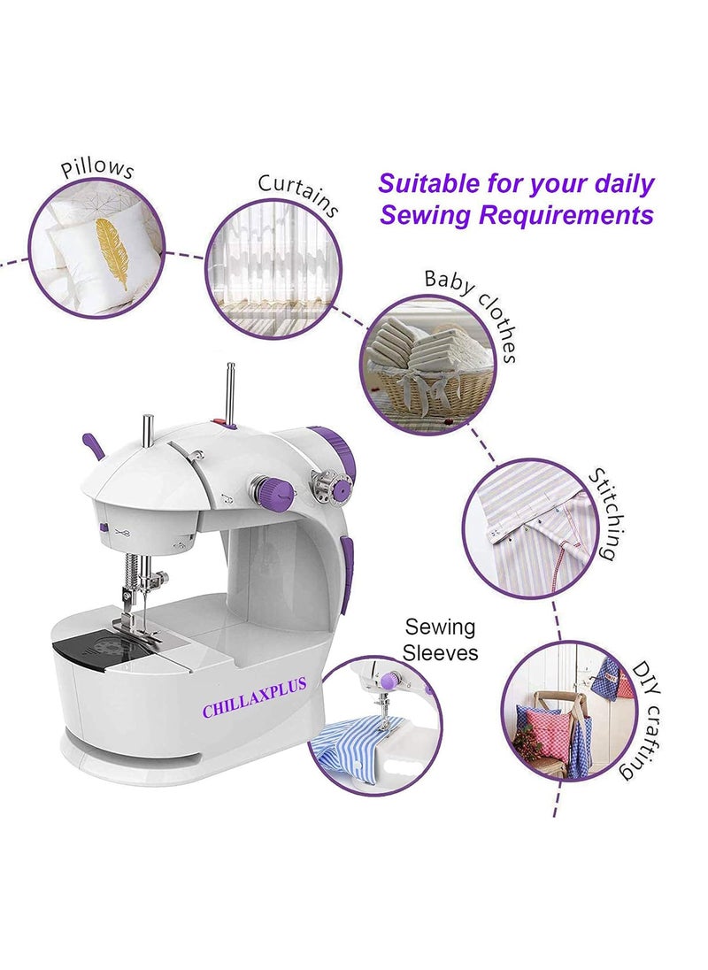CHILLAXPLUS mini sewing machine stitching machine for home portable sewing machine electric sewing machine with table setWhite