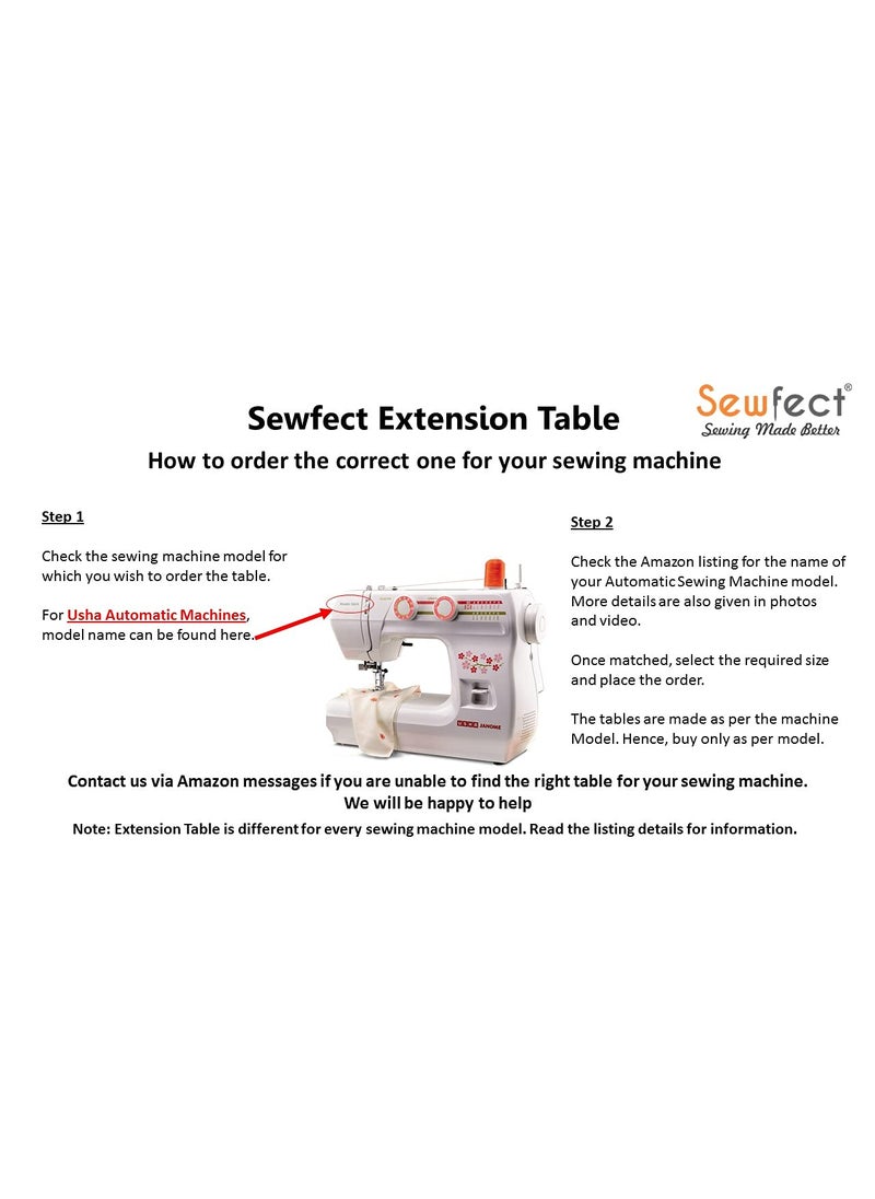 Sewfect Sewing Machine Extension Table Suitable for Usha Stitch Magic Automatic Sewing Machine XLarge Size 18 x 24