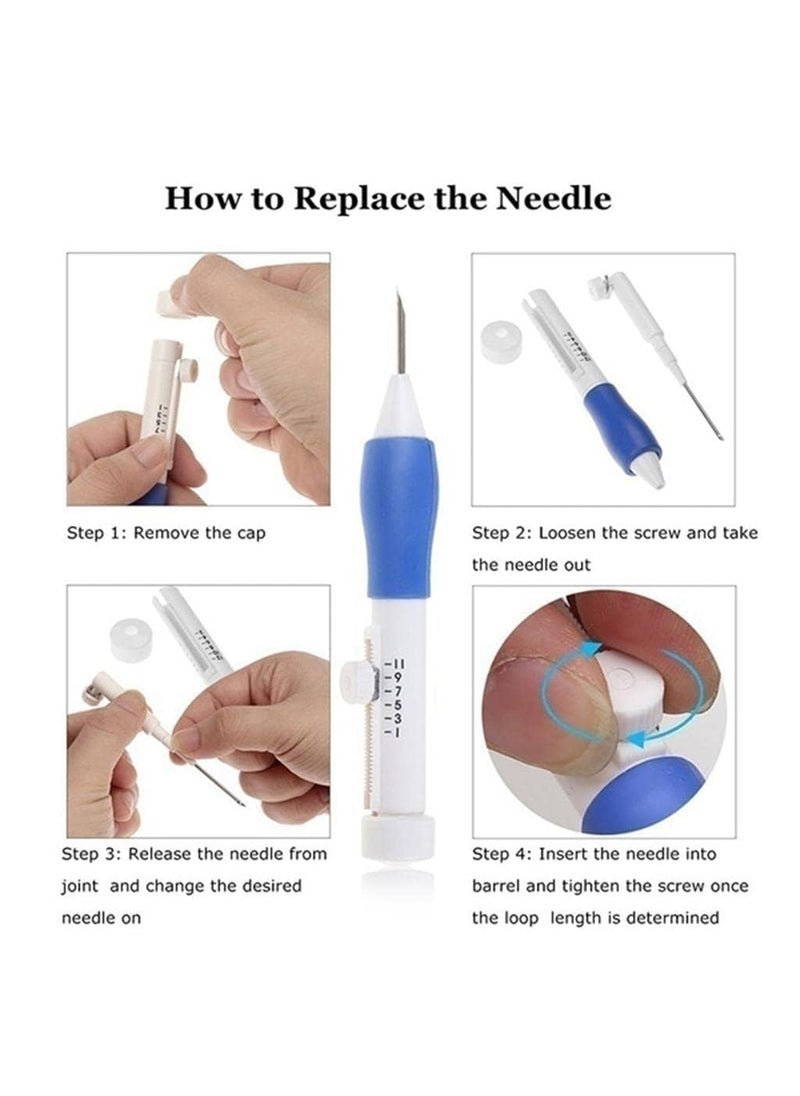 Punch Needle Embroidery Set 3 Sizes with Needle Threader Embroidery Pen Sewing Craft Tools for DIY Craft