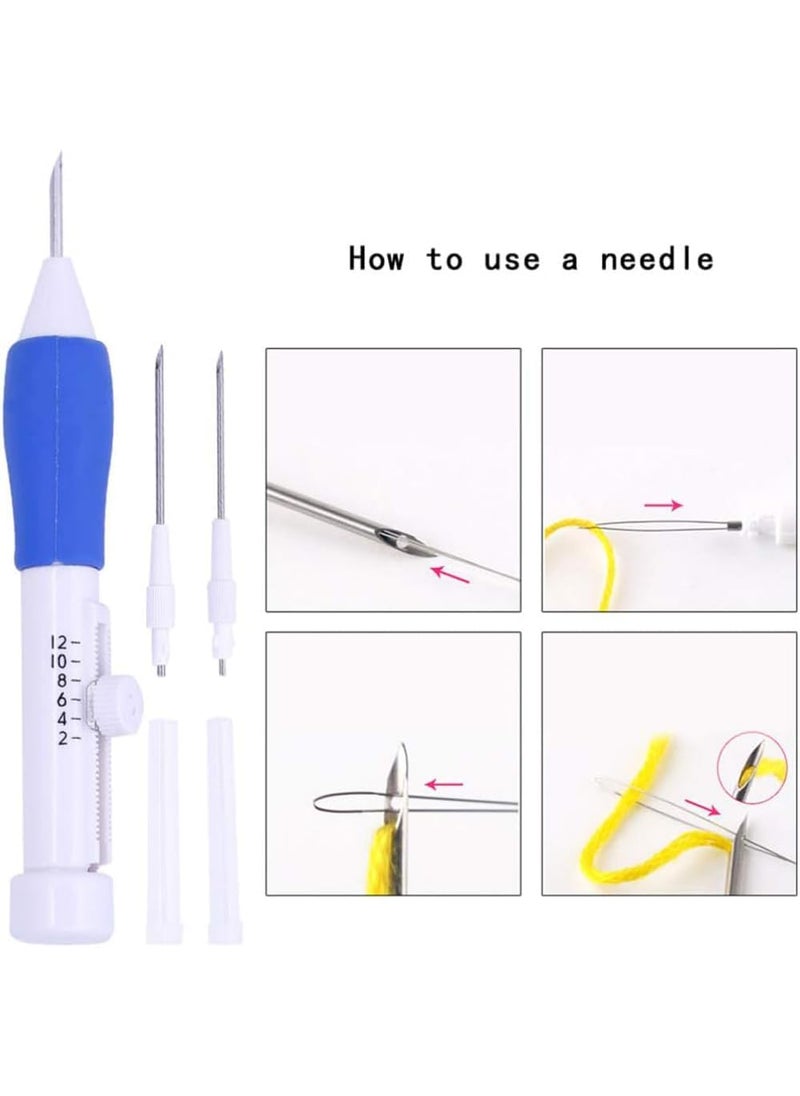 Punch Needle Embroidery Set 3 Sizes with Needle Threader Embroidery Pen Sewing Craft Tools for DIY Craft