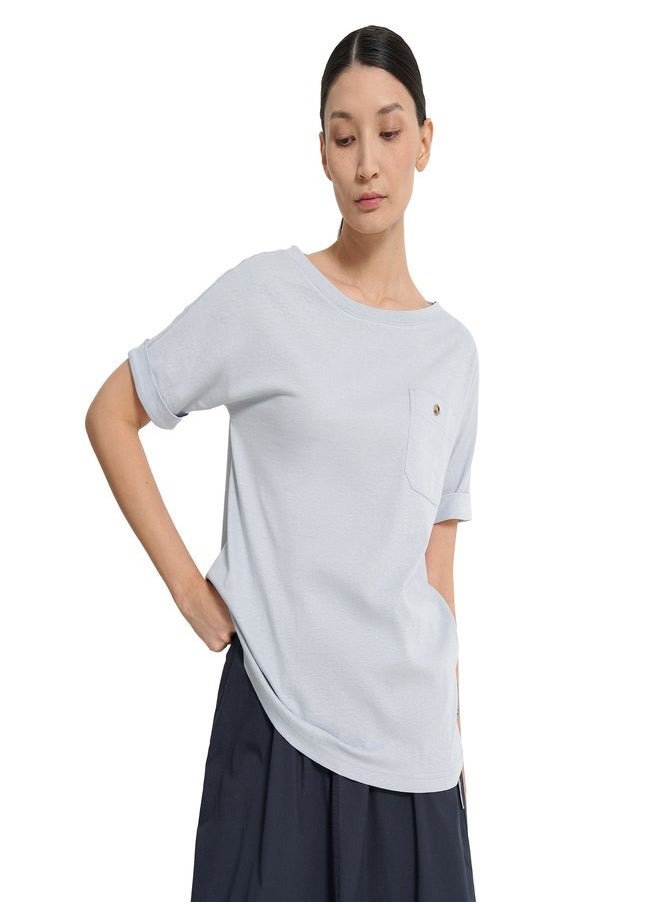 Women's T-shirt Heavenly, Outventure, Cotton-Linen Blend, Breathable Fabric, Straight Cut, Chest Pocket, Perfect for Hot Weather and Outdoor Adventures