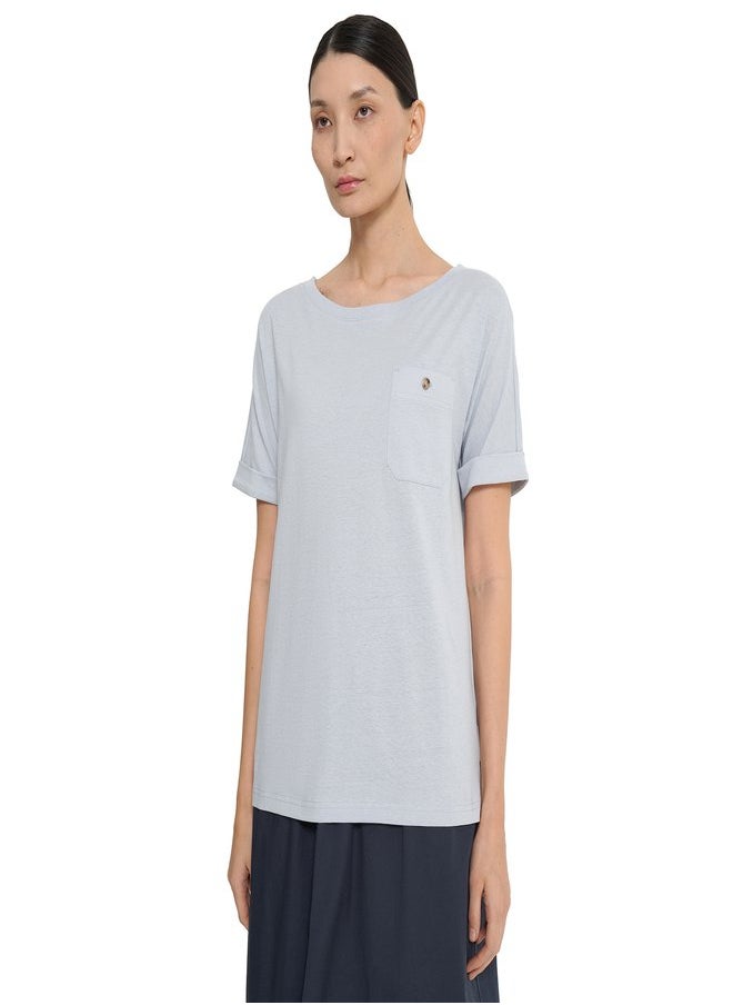 Women's T-shirt Heavenly, Outventure, Cotton-Linen Blend, Breathable Fabric, Straight Cut, Chest Pocket, Perfect for Hot Weather and Outdoor Adventures