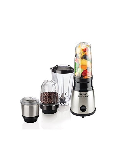 LEE STAR Portable Electric Mixer Blender Grinder Juicer Machine With Heavy Duty Motor 2 Blending Jar 2 Grinding Jar For Puree Dry Fruit Shakes Dry Wet Grinding 400Watts Black LE810