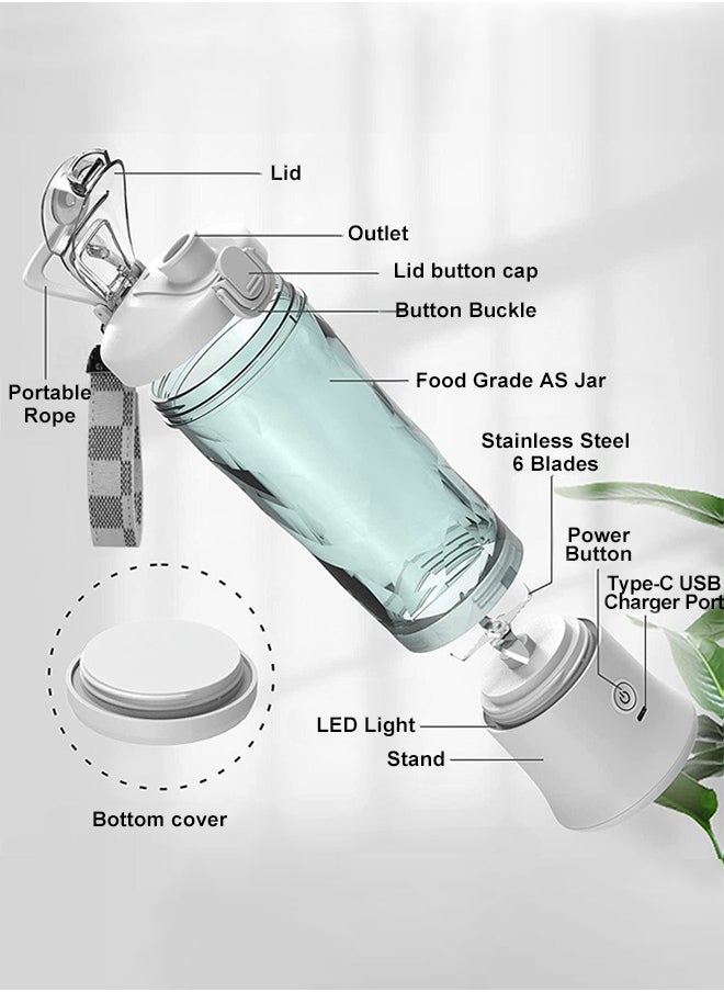 Portable Blender 600ML Electric Juicer Fruit Mixers 4000mAh USB Rechargeable Smoothie Mini Blender Personal Juicer