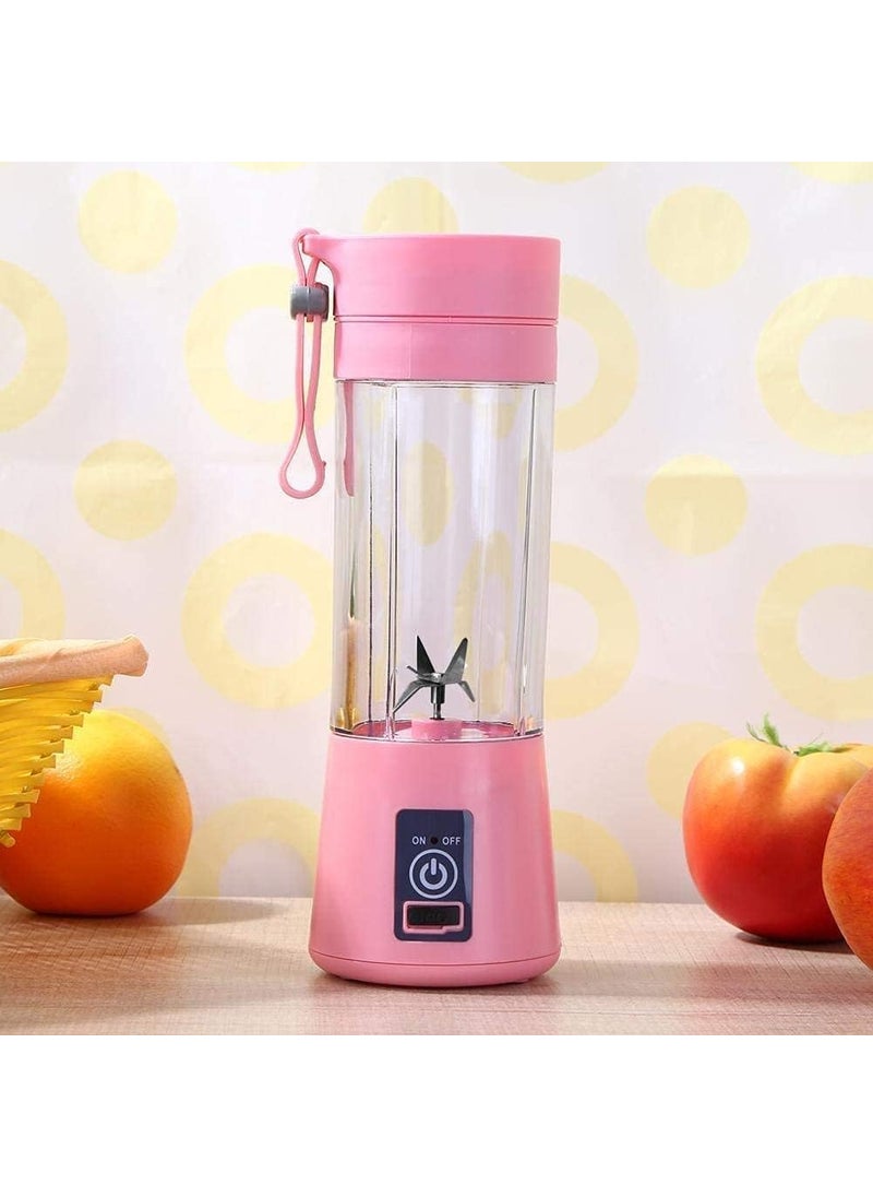 PRITAMA Portable 6 Blade USB Electric Blender Juicer Cup Plastic Fruit Juicer Grinder 380ml Juicer Cup Bottle