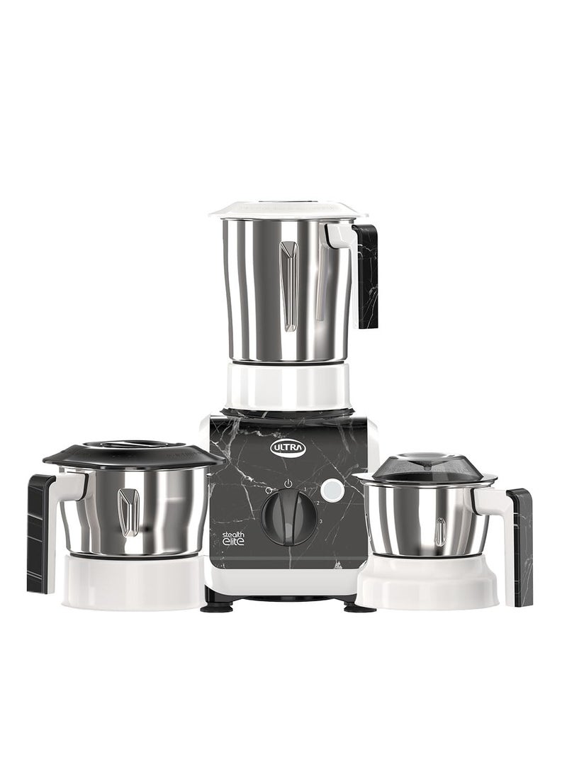 Stealth Elite MixerGrinder 750W AISI304 Food Grade SS Jars Blades Serrated Stainless Steel Blades ABS Body 3Jars Small 05L Medium 08L Large 15L 5 Year Motor Warranty Granite Black