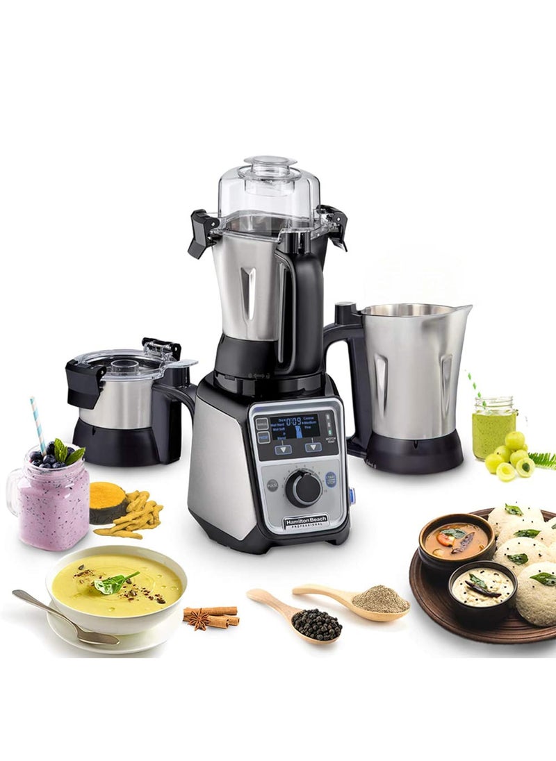 Hamilton Beach Professional Juicer Mixer Grinder 58770IN 1400 Watt Rated Motor Triple Overload Protection 3 Stainless Steel Leakproof Jars Triple Safety Protection Intelligent Controls Black