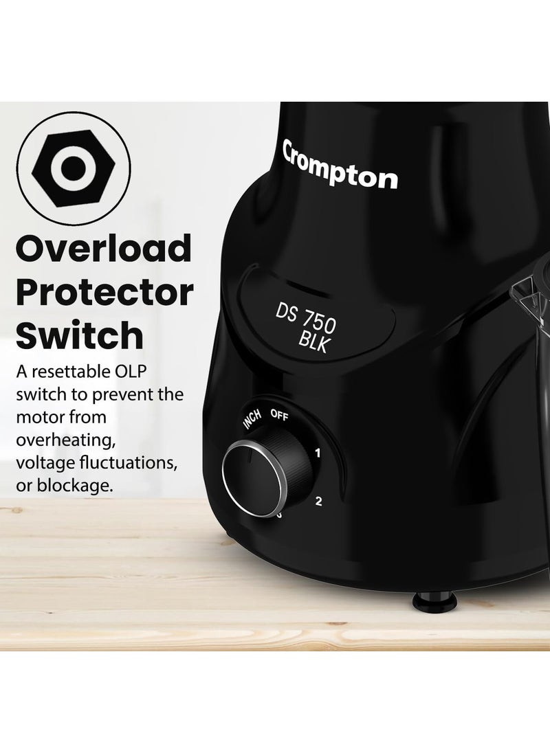 CROMPTON DS 750W Mixer Grinder 750W Powertron Motor for faster grinding results Motor VentX for durability 4 Jars 15L with FF 15 1L 04L 2 Years Warranty on Product Motor